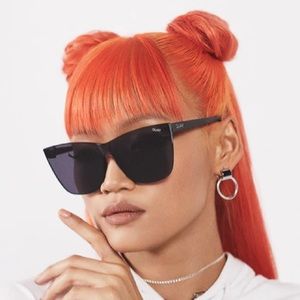 Quay Australia Come Thru Cateye Sunglasses Oversized Fit Rimless/Frameless Black